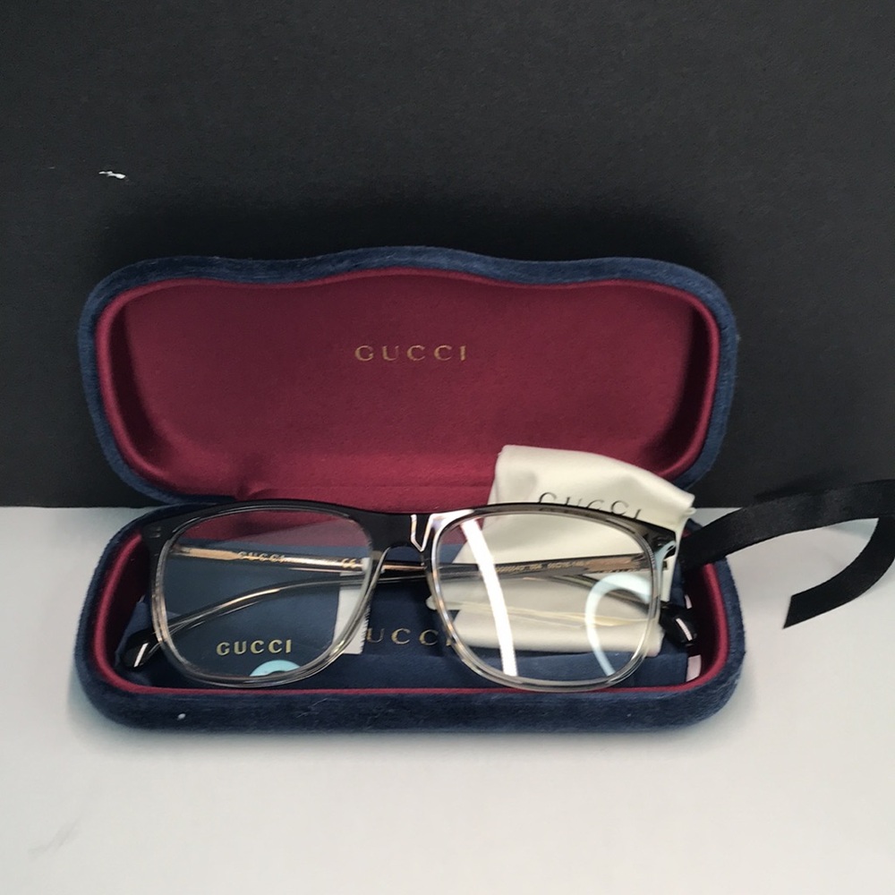 GUCCI EYEGLASSES FRAMES GG0554O 004 55-16-145 GREY / CRYSTAL MADE IN ITALY - Picture 6 of 9